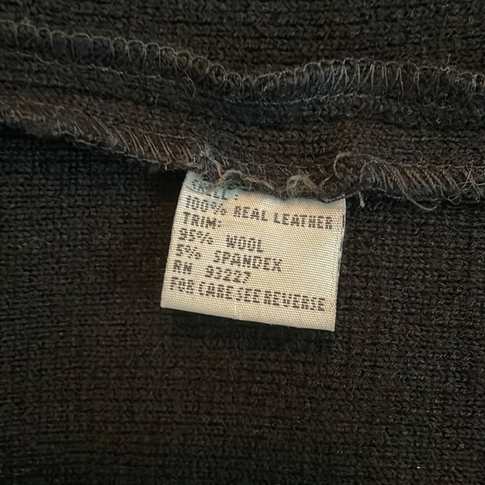 Vintage Etosha Women’s Leather Wool Spandex Knit Black Button Down Vest Size S - Picture 7 of 7